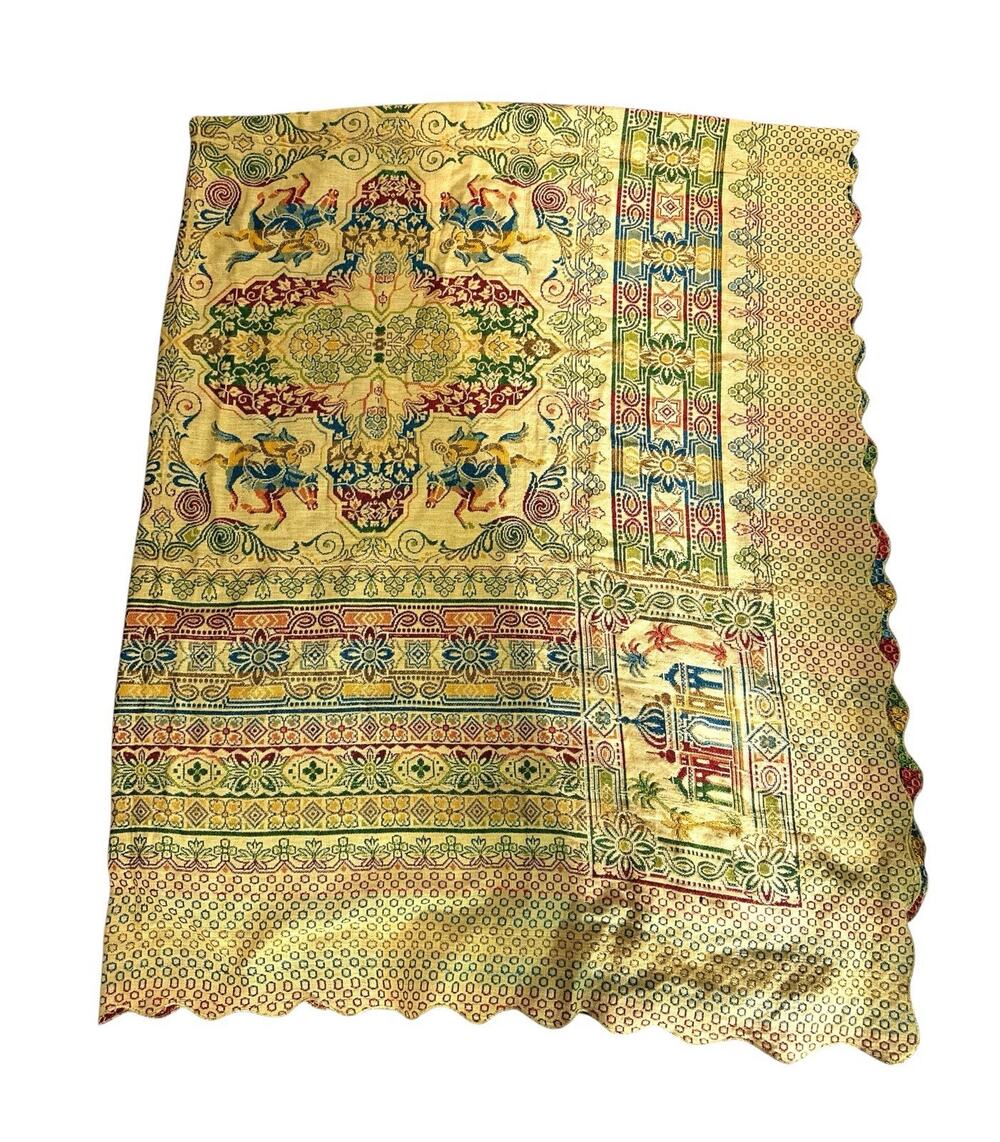 Vintage Italian Marocco Woven Tapestry Bedspread Coverlet 100x80 Made in Italy